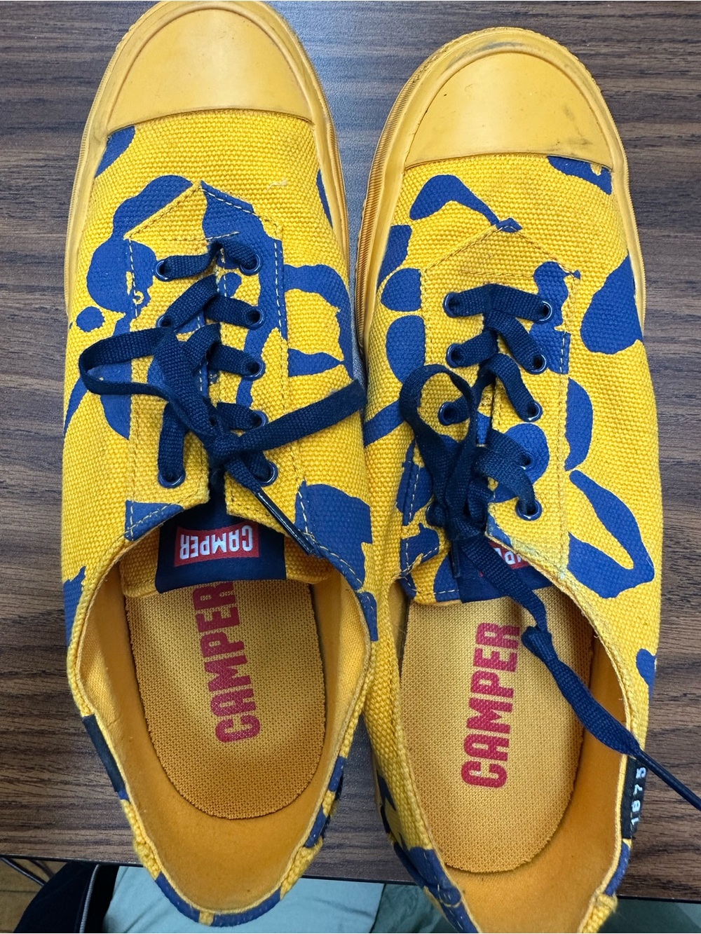 Camper Women Yellow Canvas Sneakers with Blue Accents